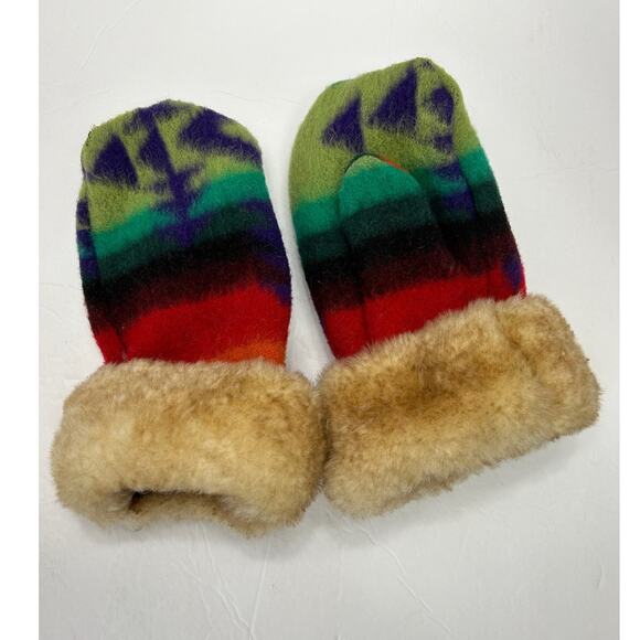 Wool And Faux Fur Mittens Unbranded Size L NWOT - Picture 1 of 7